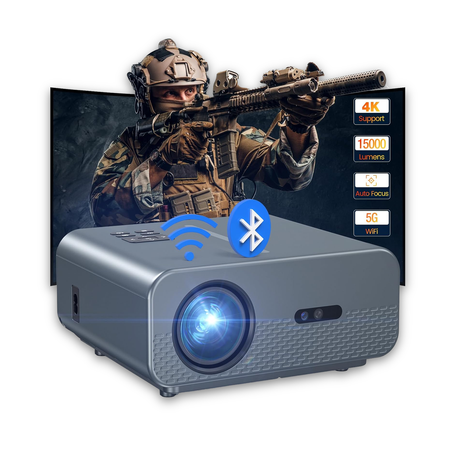 HAPPRUN PROJECTOR WITH WiFi AND BLUETOOTH