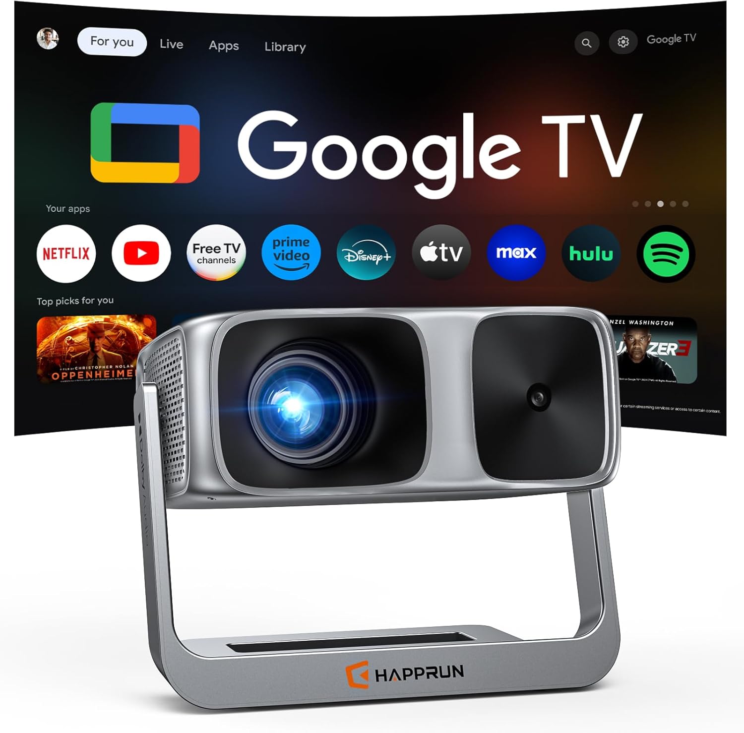 happrun 4k 2000 ansi with adjustable 270 stand